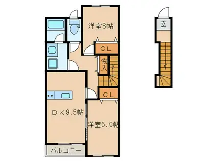 プランドールGT(2DK/2階)の間取り写真