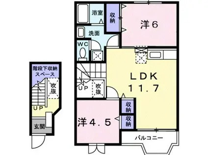 グリーンコート東館A(2LDK/2階)の間取り写真