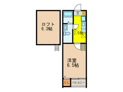 ラピュタ(1K/2階)の間取り写真