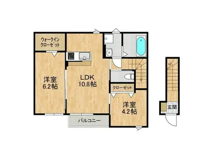 朝日レジデンス荒川本郷A(2LDK/2階)の間取り写真