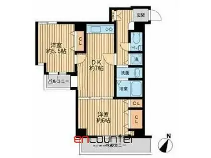 プライムアーバン新宿落合(2DK/1階)の間取り写真