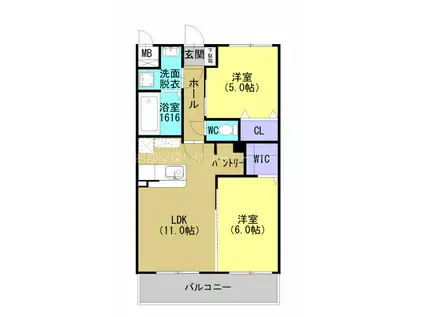 アバンガーデン(2LDK/1階)の間取り写真