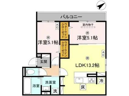 ビクトワールII(2LDK/1階)の間取り写真