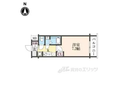 エステムコート京都二条(1K/2階)の間取り写真