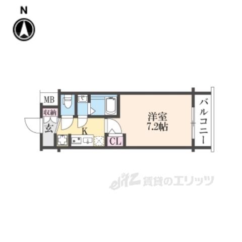 エステムコート京都二条(1K/6階)の間取り写真