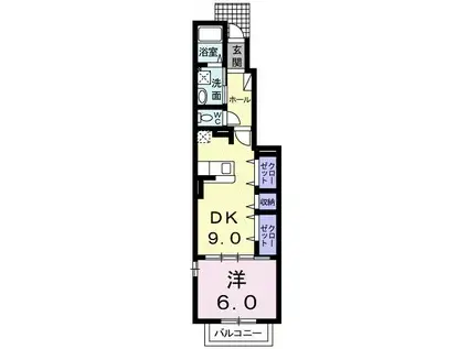 クラールII(1DK/1階)の間取り写真