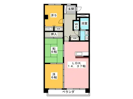 サン・パープル仲家(3LDK/8階)の間取り写真