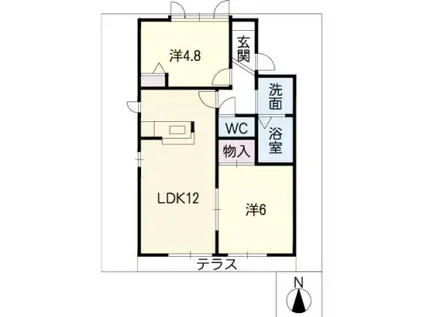 ウィンダミアA(2LDK/2階)の間取り写真