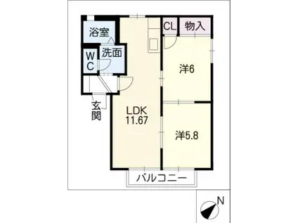 ジョイナス碧A棟(2LDK/1階)の間取り写真