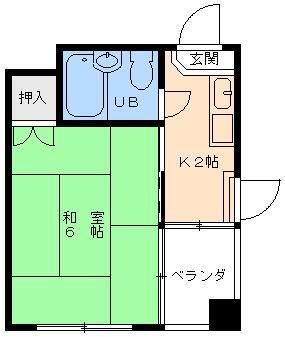 京屋マンション(1K/1階)の間取り写真