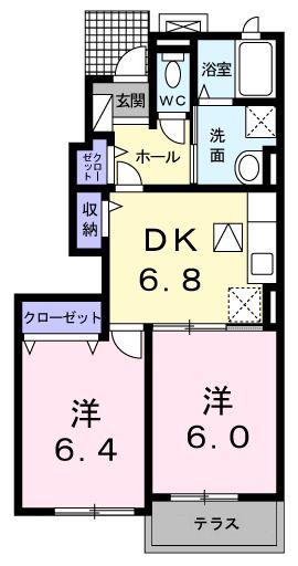 サニーレジデンス(2DK/1階)の間取り写真
