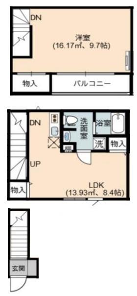 ベックアパートメント東川口(1LDK/2階)の間取り写真