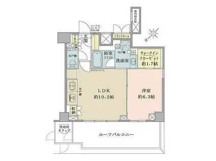 ザ・パークワンズ目黒不動前(1LDK/6階)の間取り写真