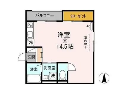 サンエクセルC棟(ワンルーム/2階)の間取り写真