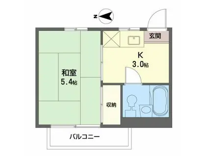 コーポロイヤル(1K/2階)の間取り写真