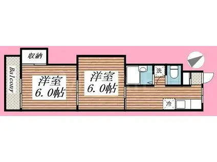 ジュネパレス相模原第03(2DK/2階)の間取り写真