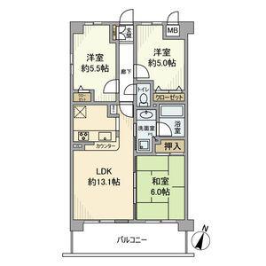 ベルドゥムール草加中央東(3LDK/5階)の間取り写真