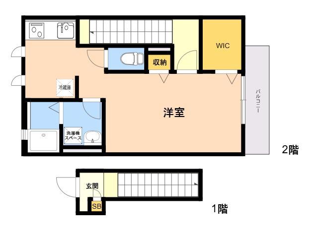 アムール椿(ワンルーム/2階)の間取り写真