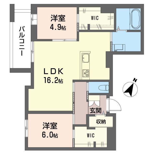 リリーフィア(2LDK/1階)の間取り写真