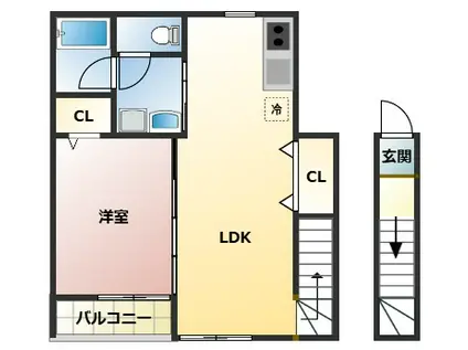 TJ初島A棟(1LDK/2階)の間取り写真