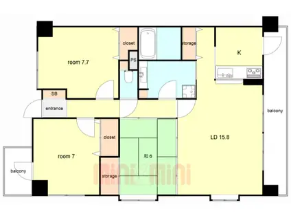 アルファステイツ西明石駅前(2SLDK/5階)の間取り写真