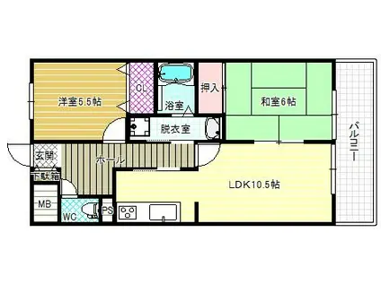 スタンドアップ野々上(2LDK/1階)の間取り写真