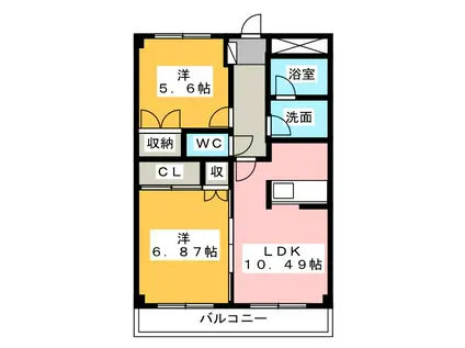 シャトン(2LDK/1階)の間取り写真