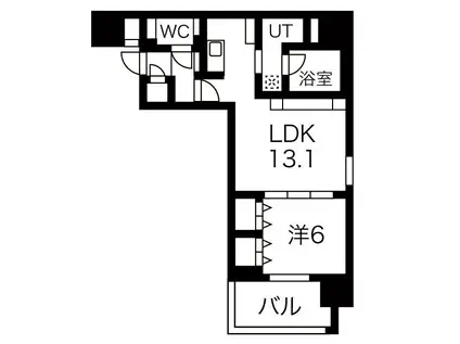 ルシェット白川公園(1LDK/8階)の間取り写真