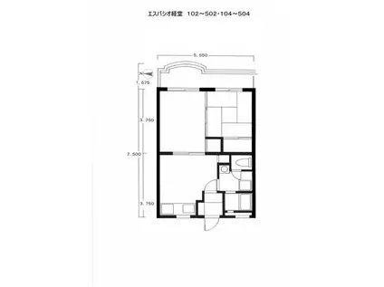 エスパシオ経堂(2DK/3階)の間取り写真