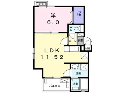 ルミエール(1LDK/2階)の間取り写真