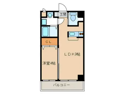 メゾンドリバティ西新(1LDK/6階)の間取り写真