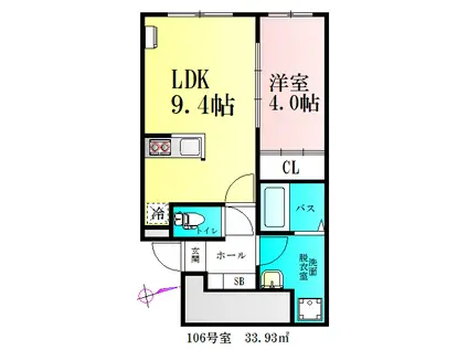 CLOUDNINE台原(1LDK/1階)の間取り写真