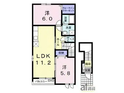 プレジールIII(2LDK/2階)の間取り写真