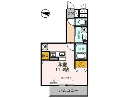 ユートリーX(ワンルーム/3階)の間取り写真