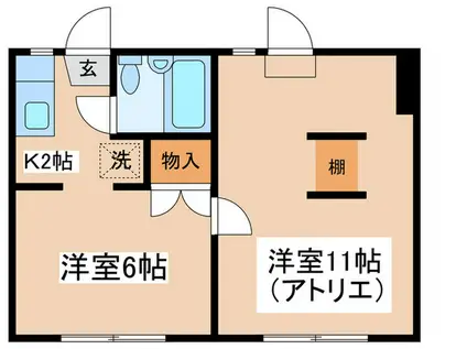 ガーデンマツイ(2K/1階)の間取り写真