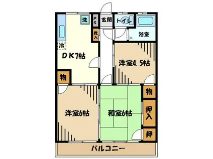 グランドハイツ野上(3DK/3階)の間取り写真