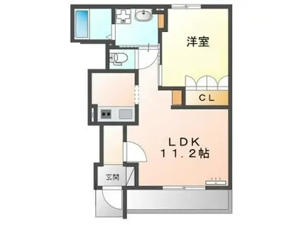 プロニティ・ロマンシェ(1LDK/1階)の間取り写真