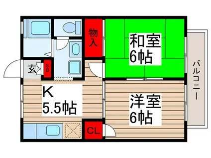 メゾンベール(2K/2階)の間取り写真