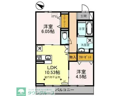 ノーブル浦和美園(2LDK/2階)の間取り写真