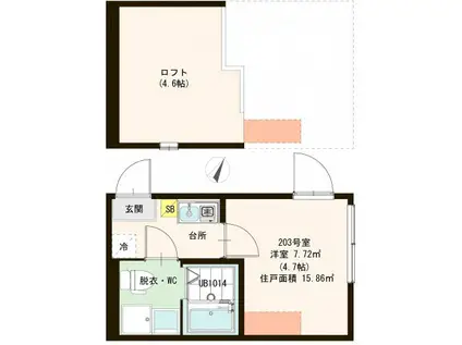 CRAISE II(1K/2階)の間取り写真