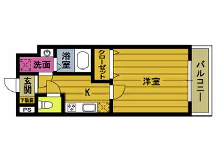 アムール羽屋(1K/1階)の間取り写真