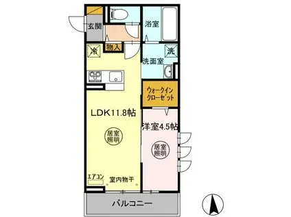 TEMPS CALME(1LDK/3階)の間取り写真