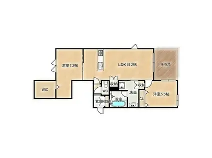 内代レジデンスサウス(2LDK/1階)の間取り写真