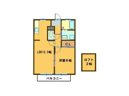 メゾンピリカ(1LDK/2階)の間取り写真