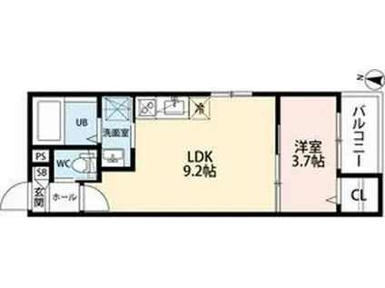 CRASTINE弥次ヱ町4丁目B棟クラスティ(1LDK/2階)の間取り写真