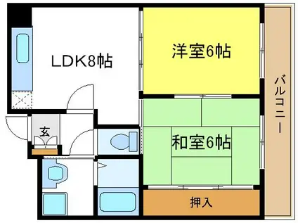 シェーヌパレ(2LDK/3階)の間取り写真