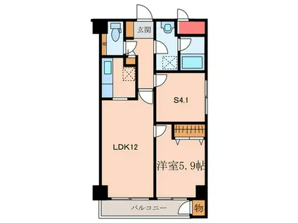 カルチェ恵比寿(1SLDK/4階)の間取り写真