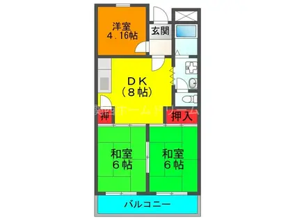 ロイヤルハイツ門真(3DK/4階)の間取り写真