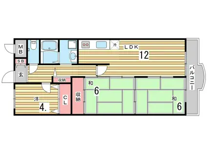 ルネ須磨(3LDK/11階)の間取り写真