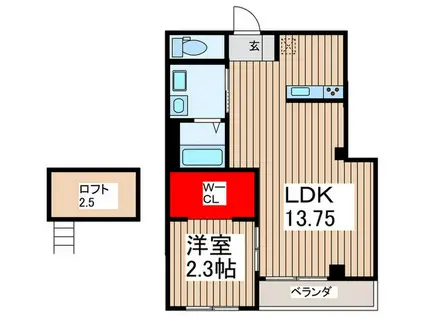 WJ・W-24(1LDK/3階)の間取り写真